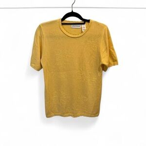 Alfred Dunner Yellow Short Sleeve Top